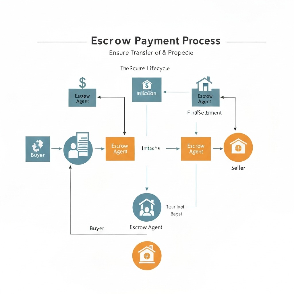 escrow.com transaction flow diagram showing deposit verification and release stages for domain transfers