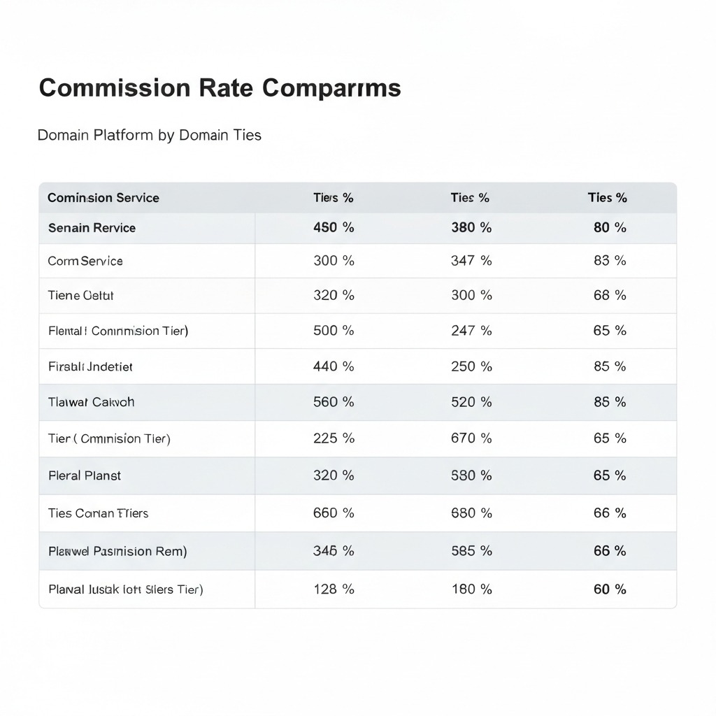 Comparison of domain broker commission structures showing rate ranges and fee models for .ai domain sales