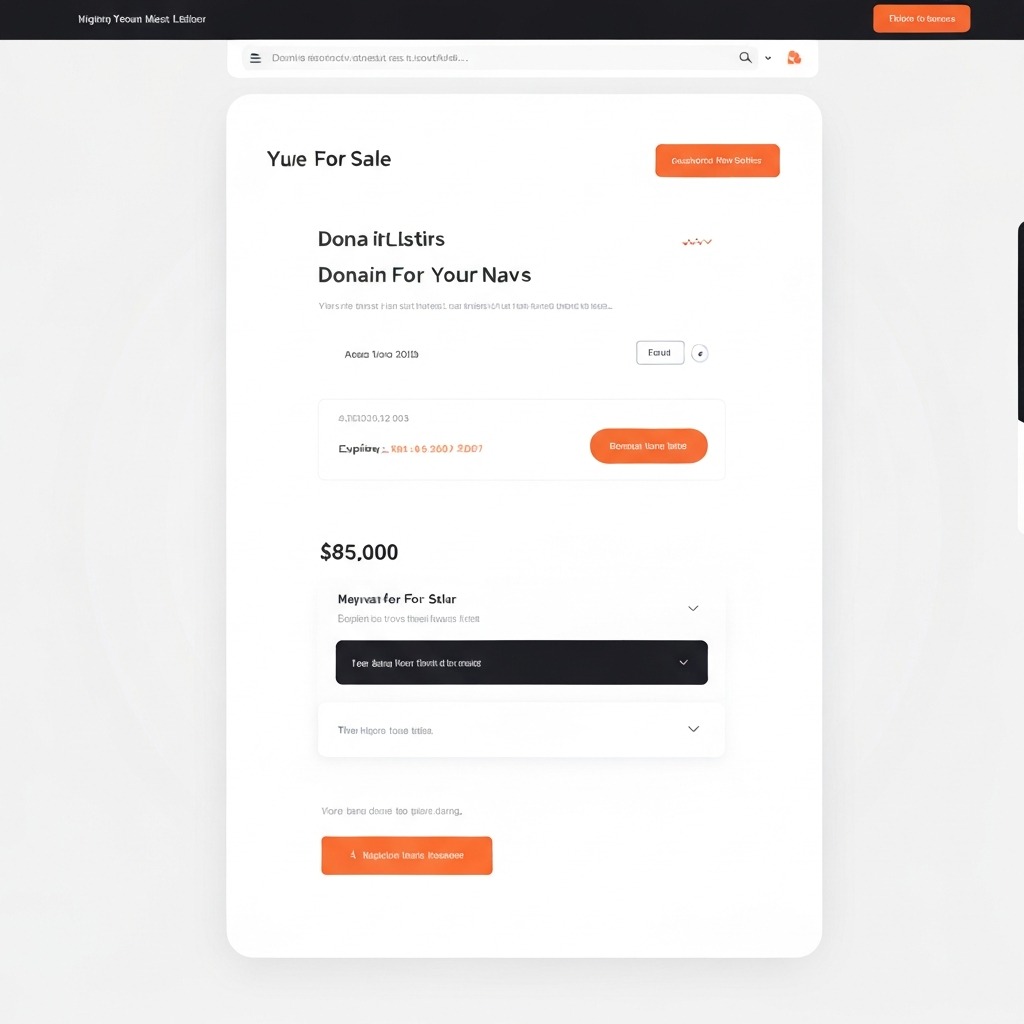 screenshot mockup of a domain listing interface across multiple marketplaces